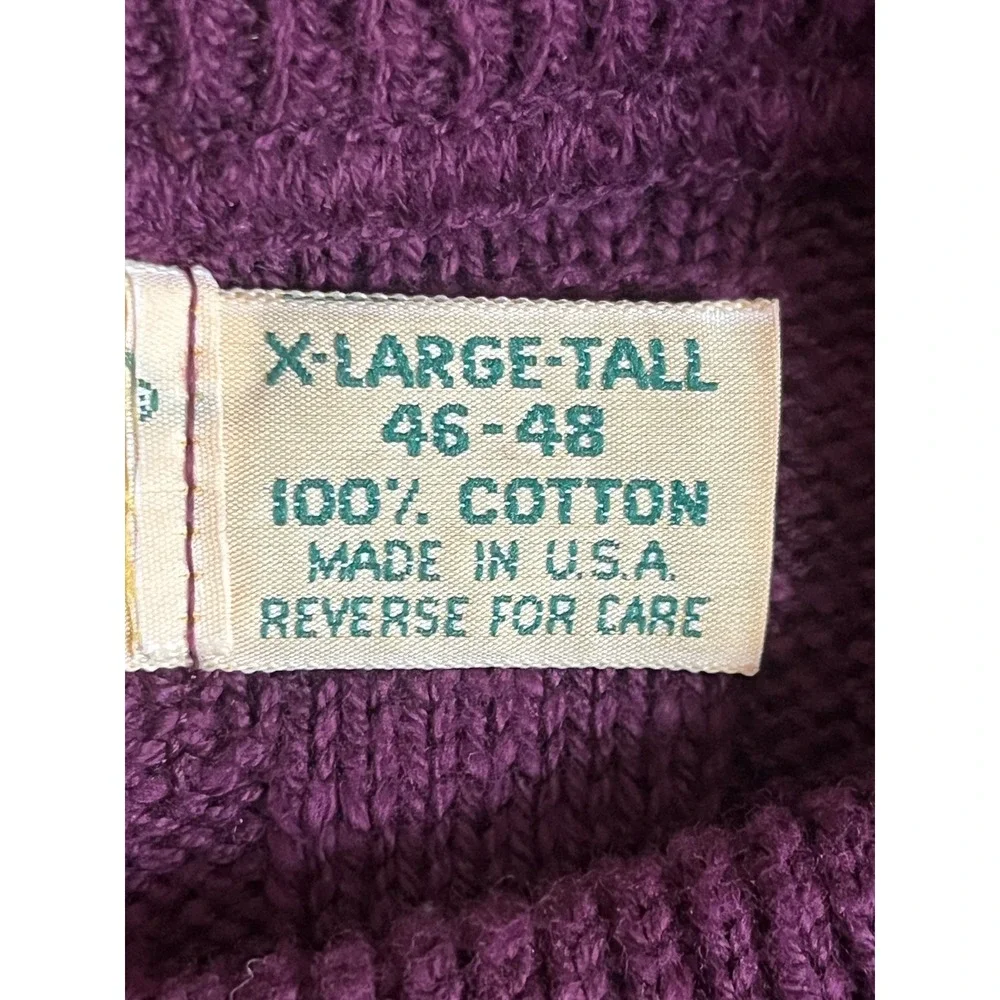 Unbranded Cotton Textured Knit Sweater Mens XL Tall Purple Made in USA
